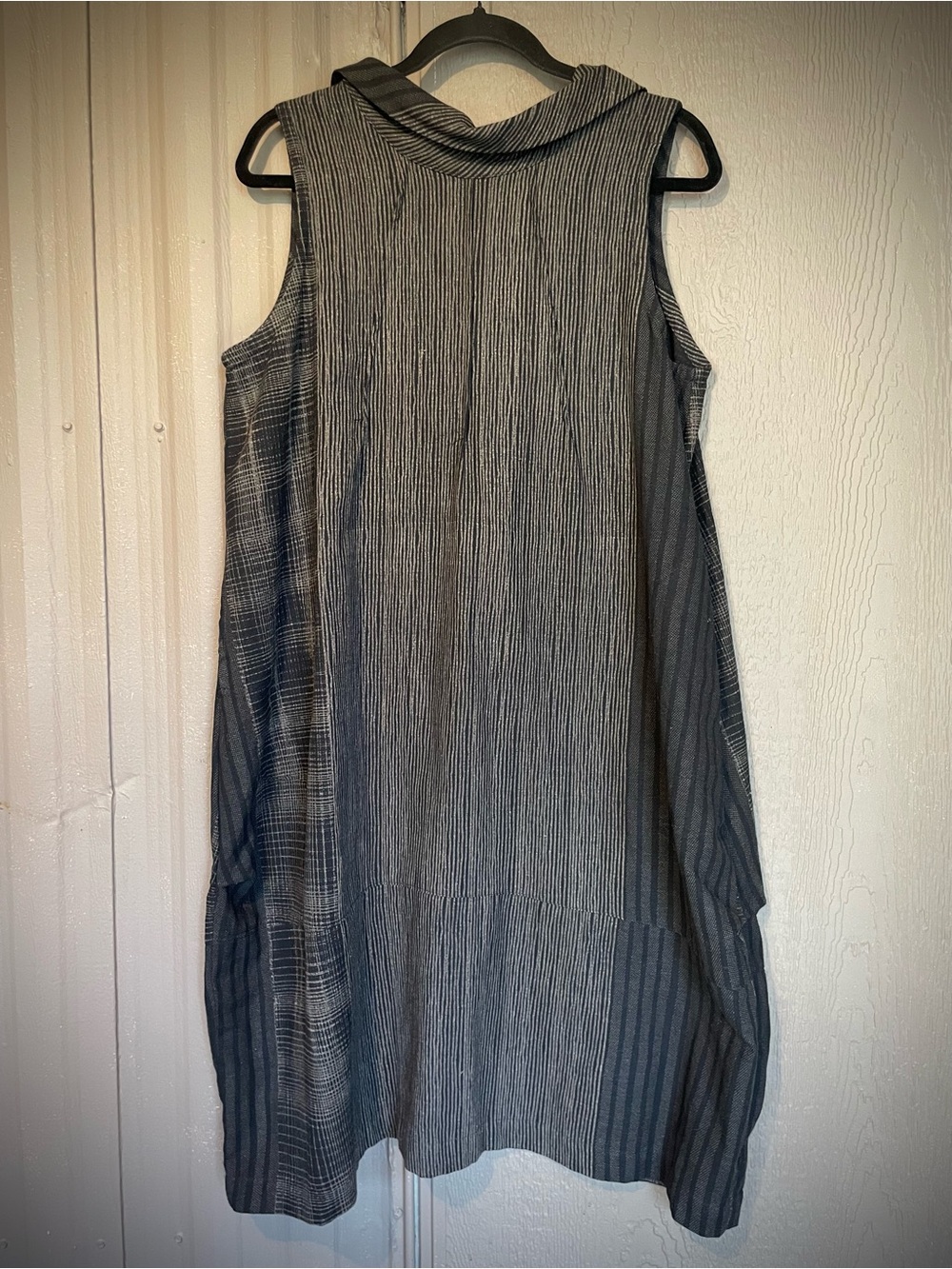 Mao Mam Artisan Midi Dress Black Lagenlook Mori Cotton Boho Pockets S/M Thailand - Picture 11 of 16